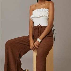 Anthro White Ruffle Tube Top